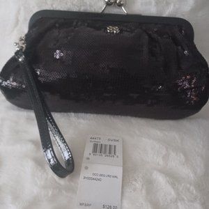 Coach OCC Black Sequin Large Evening Wristlet